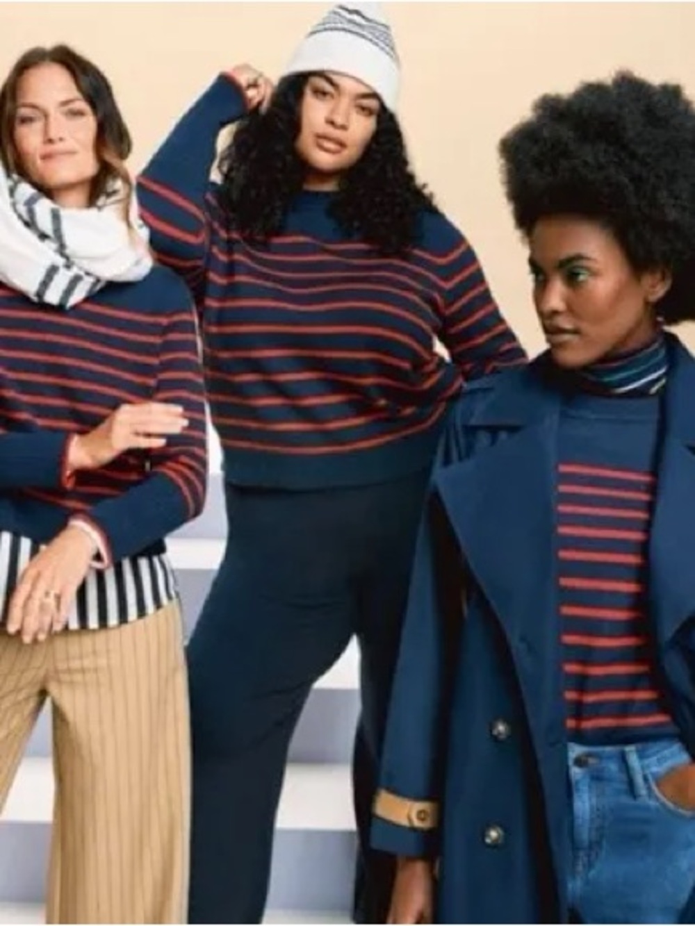 La Ligne Navy Crewneck Sweater with Red Stripes